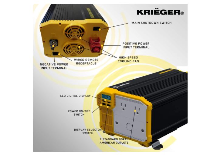 krieger 3000 watt 12v power inverter plug points explained