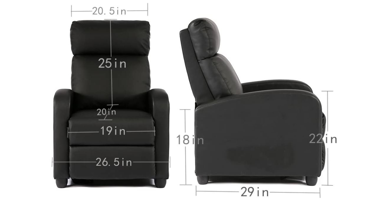 FDW Wingback Recliner Chair Leather Single Modern Sofa Home Theater Seating - BestCartReviews
