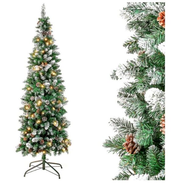 Homde Pencil Christmas Tree 6 Foot Pre-Lit Artificial Christmas Tree - BestCartReviews