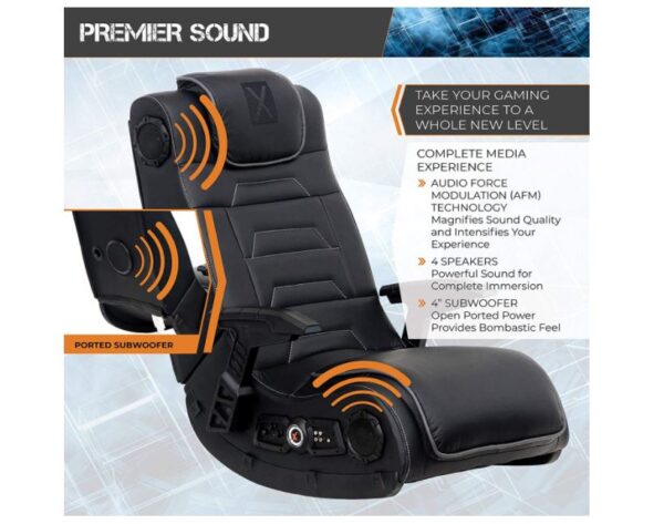 X Rocker Pro Series H3 Black Leather Vibrating Floor Video Gaming Chair with Headrest - BestCartReviews