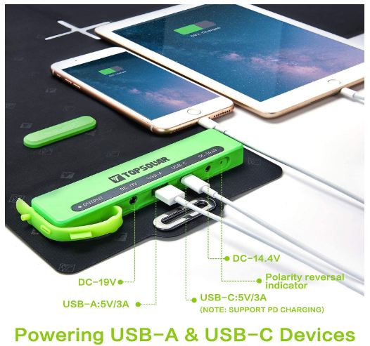 Solar Panel Charger Kit Dual USB 5V + 18V DC Output for Portable Generator Power Station Cell Phone Tablet